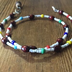 Wood Beaded White Ladies Necklace,  Handmade Ladies Necklace